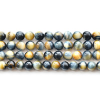 Tigerauge Perlen, rund, natürlich, verschiedene Größen vorhanden, Bohrung:ca. 1mm, verkauft per ca. 15.5 ZollInch Strang