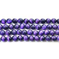 Perles oeil de tigre, Rond, naturel, normes différentes pour le choix, violet, Trou:Environ 1mm, Vendu par Environ 15.5 pouce brin