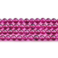 Prirodni kvarc nakit Beads, Krug, različite veličine za izbor, fuksija, Rupa:Približno 1mm, Prodano Per Približno 15.5 inčni Strand