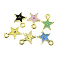 Tibetan Style Star Pendant, gold color plated, enamel & with rhinestone, more colors for choice, nickel, lead & cadmium free, 14x17.50x3mm, Hole:Approx 2.5mm, 50PCs/Bag, Sold By Bag