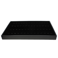 Velveteen Ring Display, with Sponge & Wood, Rectangle, black, 352x32x240mm, Sold By PC