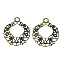 Tibetan Style Flower Pendants, antique bronze color plated, nickel, lead & cadmium free, 24x28x1mm, Hole:Approx 3mm, 1000PCs/Lot, Sold By Lot
