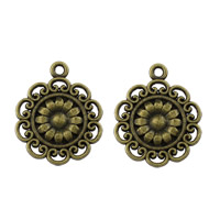 Tibetan Style Flower Pendants, antique bronze color plated, nickel, lead & cadmium free, 21x25x2mm, Hole:Approx 2mm, 500PCs/Lot, Sold By Lot