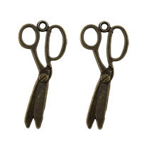 Tibetan Style Scissors Pendants, antique bronze color plated, nickel, lead & cadmium free, 17x39x1mm, Hole:Approx 2mm, 1000PCs/Lot, Sold By Lot
