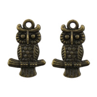 Tibetan Style Animal Pendants, Owl, antique bronze color plated, nickel, lead & cadmium free, 13x20x2mm, Hole:Approx 1.5mm, 1000PCs/Lot, Sold By Lot