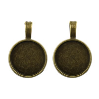 Tibetan Style Pendant Cabochon Setting, Flat Round, antique bronze color plated, nickel, lead & cadmium free, 20x30x2mm, Hole:Approx 3.5x6mm, Inner Diameter:Approx 18mm, 500PCs/Lot, Sold By Lot