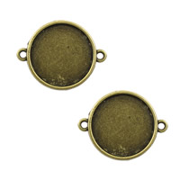 Tibetan Style Connector Setting, Flat Round, antique bronze color plated, 1/1 loop, nickel, lead & cadmium free, 29x23x2mm, Hole:Approx 2mm, Inner Diameter:Approx 20mm, 500PCs/Lot, Sold By Lot