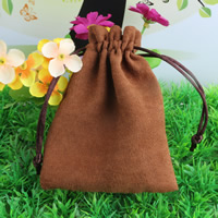 Jewelry Pouches Bags, Suede, with Nylon Cord, deep coffee color, 90x120mm, 150PCs/Lot, Sold By Lot