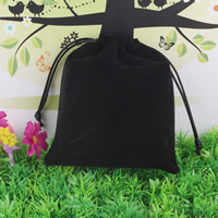 Schmuckbeutel Taschen, Baumwollsamt, mit Nylonschnur, schwarz, 120x150mm, 50PCs/Menge, verkauft von Menge