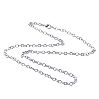 Iron Necklace Chain, platinum color plated, oval chain, nickel, lead & cadmium free, 5x3.50x0.50mm, Length:Approx 20 Inch, 200Strands/Lot, Sold By Lot