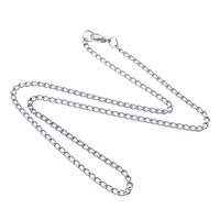 Iron Necklace Chain, platinum color plated, twist oval chain, nickel, lead & cadmium free, 5x3x0.80mm, Length:Approx 18.5 Inch, 200Strands/Lot, Sold By Lot
