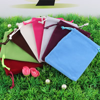 Sieraden Koord Tassen, Katoenfluweel, met Nylon Koord, gemengde kleuren, 90x120mm, 130pC's/Lot, Verkocht door Lot
