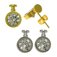Stainless Steel Stud Earrings, plated, with rhinestone, more colors for choice, 10x14x16mm, 10Pairs/Lot, Sold By Lot