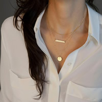Mode-Multi-Layer-Halskette, Zinklegierung, mit Eisenkette, goldfarben plattiert, 3-Strang, frei von Nickel, Blei & Kadmium, 40cm, Länge:ca. 15.5 ZollInch, 3SträngeStrang/Tasche, verkauft von Tasche