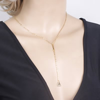 Zinc Alloy smykker halskæde, med jern kæde, med 5cm extender kæde, Triangle, guldfarve belagt, oval kæde, nikkel, bly & cadmium fri, 38cm, Længde Ca. 15 inch, 3Strands/Bag, Solgt af Bag