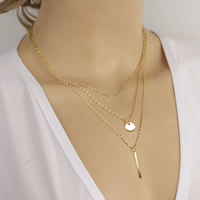 Multi Layer Necklace Zinc Alloy with iron chain with 5cm extender chain gold color plated  nickel lead & cadmium free 40cm Length Approx 15.5 Inch Sold By Bag