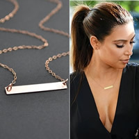 Zinc Alloy Jewelry Necklace with iron chain Rectangle gold color plated oval chain nickel lead & cadmium free 45cm Length Approx 17.5 Inch Sold By Bag