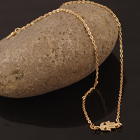 Tibetan Style Jewelry Necklace, with iron chain, with 5cm extender chain, Hamsa, gold color plated, Islamic jewelry & oval chain, nickel, lead & cadmium free, 45cm, Length:Approx 17.5 Inch, 3Strands/Bag, Sold By Bag