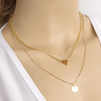 Multi Layer Necklace Zinc Alloy with iron chain with 5cm extender chain gold color plated oval chain &  nickel lead & cadmium free 40cm Length Approx 15.5 Inch Sold By Bag