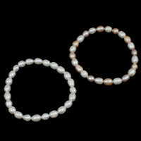 Sötvatten odlade Pearl Bracelet, Freshwater Pearl, Ris, naturlig, fler färger för val, 6-7mm, Såld Per Ca 7.5 inch Strand