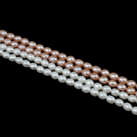 Riso coltivato in perla d'acqua dolce, perla d'acquadolce coltivata naturalmente, naturale, nessuno, 4-4.5mm, Foro:Appross. 0.8mm, Venduto per Appross. 15 pollice filo