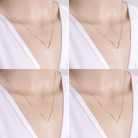 Zinc Alloy Jewelry Necklace with iron chain with 5cm extender chain Triangle plated oval chain nickel lead & cadmium free 44cm Length Approx 17 Inch Sold By Bag
