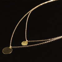 Multi Layer Necklace, Brass, with iron chain, gold color plated, oval chain & 2-strand, nickel, lead & cadmium free, 50cm, Length:Approx 19.5 Inch, 3Strands/Bag, Sold By Bag