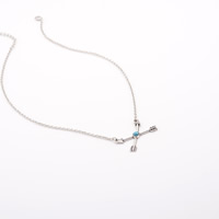 Tibetan Style Jewelry Necklace, with iron chain & Turquoise, with 5cm extender chain, Arrow, antique silver color plated, oval chain, nickel, lead & cadmium free, 43cm, Length:Approx 16.5 Inch, 3Strands/Bag, Sold By Bag