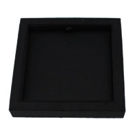 Holz-Armband-Box, Holz, mit Schwamm & Baumwollsamt, Quadrat, schwarz, 112x112x20mm, 5PCs/Menge, verkauft von Menge