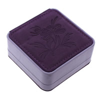 Velvet Bracelet Box, Velveteen, with Sponge & Cardboard, Square, with flower pattern, purple, 90x42mm, 12PCs/Lot, Sold By Lot