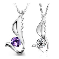 Rhinestone Brass Pendants, Wing Shape, silver color plated, with rhinestone, more colors for choice, nickel, lead & cadmium free, 10x24mm, Hole:Approx 1-2mm, Sold By PC