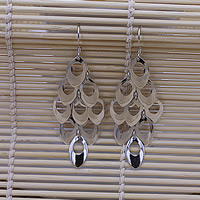 Brass Drop Earring, Horse Eye, real silver plated, nickel, lead & cadmium free, 22x68mm, Sold By Pair