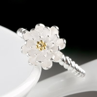 Brass Cuff Finger Ring, Flower, plated, two tone, nickel, lead & cadmium free, 10mm, US Ring Size:5.5, Sold By PC