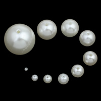 Perlas de plástico ABS Abalorio, Esférico, diverso tamaño para la opción, Blanco, Vendido por Bolsa