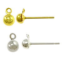 Brass Earring Post, cobre, banhado, com loop, Mais cores pare escolha, níquel, chumbo e cádmio livre, 4x6x3mm,0.7mm, Buraco:Aprox 1mm, 500Pairs/Lot, vendido por Lot