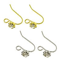 Brass Hook Earwire plated with loop & with rhinestone nickel lead & cadmium free Approx 2mm Sold By Bag