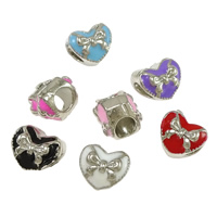 Zinc Alloy European Beads Heart platinum color plated without troll & enamel nickel lead & cadmium free Approx 5mm Sold By Lot