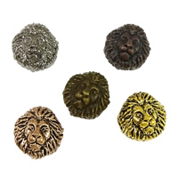 Perles animaux en alliage de zinc, lion, Placage, noircir, plus de couleurs à choisir, protéger l'environnement, sans nickel, plomb et cadmium, 12x13x9mm, Trou:Environ 2.5mm, 100PC/lot, Vendu par lot