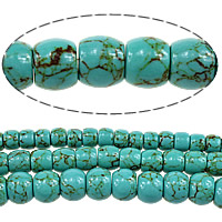 Synthetische Türkis Perle, Trommel, verschiedene Größen vorhanden, Bohrung:ca. 2mm, Länge:ca. 15.5 ZollInch, verkauft von Menge
