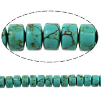 Turquoise Beads, Flat Round, 9x14x14mm, Hole:Approx 2mm, Length:Approx 15.5 Inch, 3Strands/Lot, Approx 45PCs/Strand, Sold By Lot