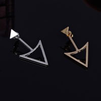 Tibetan Style Split Earring, stainless steel post pin, Triangle, plated, more colors for choice, nickel, lead & cadmium free, 40x20mm, 3Pairs/Bag, Sold By Bag