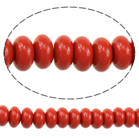 Resin Jewelry Beads, Rondelle, imitation cinnabar, red, 4x8x8mm, Hole:Approx 2mm, Length:Approx 16 Inch, 3Strands/Lot, Approx 88PCs/Strand, Sold By Lot