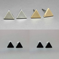 Tibetan Style Stud Earring, with plastic earnut, stainless steel post pin, Triangle, plated, more colors for choice, nickel, lead & cadmium free, 7mm, 3Pairs/Bag, Sold By Bag