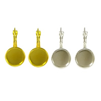 Brass Lever Back Earring Blank Flat Round plated lead & cadmium free 1mm Inner Approx 12mm Sold By Bag