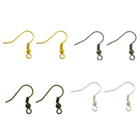 Brass Hook Earwire, plated, with loop, more colors for choice, lead & cadmium free, 19x19x0.50mm, Hole:Approx 0.5mm, 4000PCs/Bag, Sold By Bag
