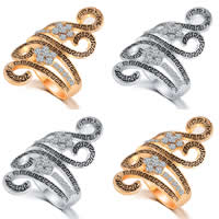 Zinc Alloy Finger Ring plated & with cubic zirconia & blacken nickel lead & cadmium free 36mm Sold By PC