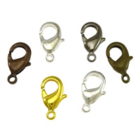 Brass Lobster Clasp, plated, more colors for choice, lead & cadmium free, 9x15x3.50mm, Hole:Approx 1mm, 500PCs/Bag, Sold By Bag
