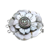 Shell Box Clasp Brass with Black Shell Flower platinum color plated natural &  nickel lead & cadmium free Approx 2mm Sold By Lot