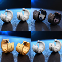 Stainless Steel Huggie Hoop Earring, plated, stardust, more colors for choice, nickel, lead & cadmium free, 6mm, Sold By Pair