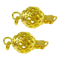 Brass Box Clasp Round gold color plated single-strand & hollow nickel lead & cadmium free Approx 2mm Sold By Lot